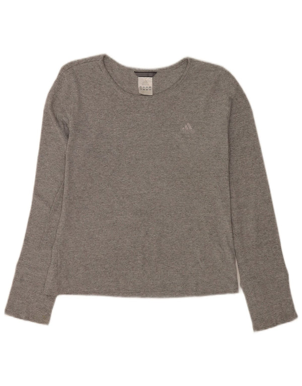 Adidas Womens Top Long Sleeve UK 10 Small Grey Cotton