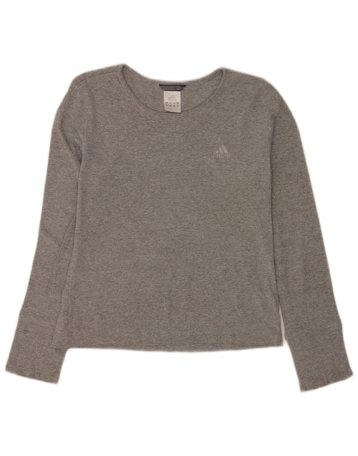 Top Adidas da donna a manica lunga UK 10 piccolo in cotone grigio