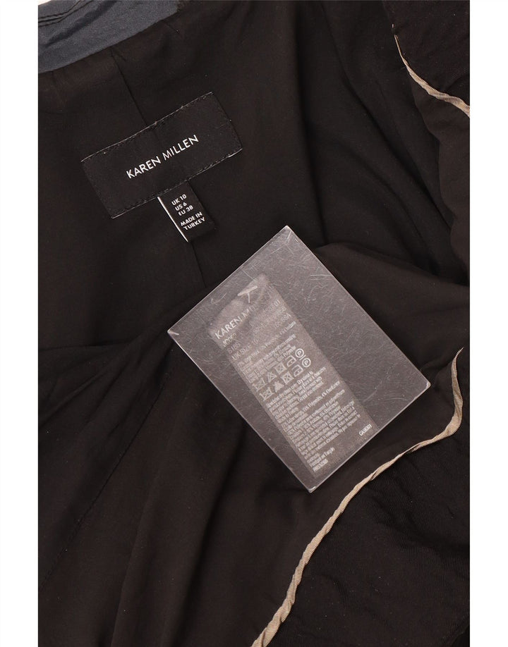 Giacca blazer da donna a 1 bottone Karen Millen UK 10 piccola in lana nera