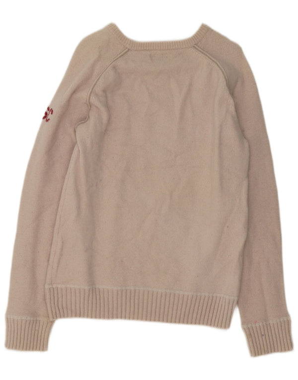 Maglione maglione con scollo a barca da donna Levi's UK 14 Large Beige Lana