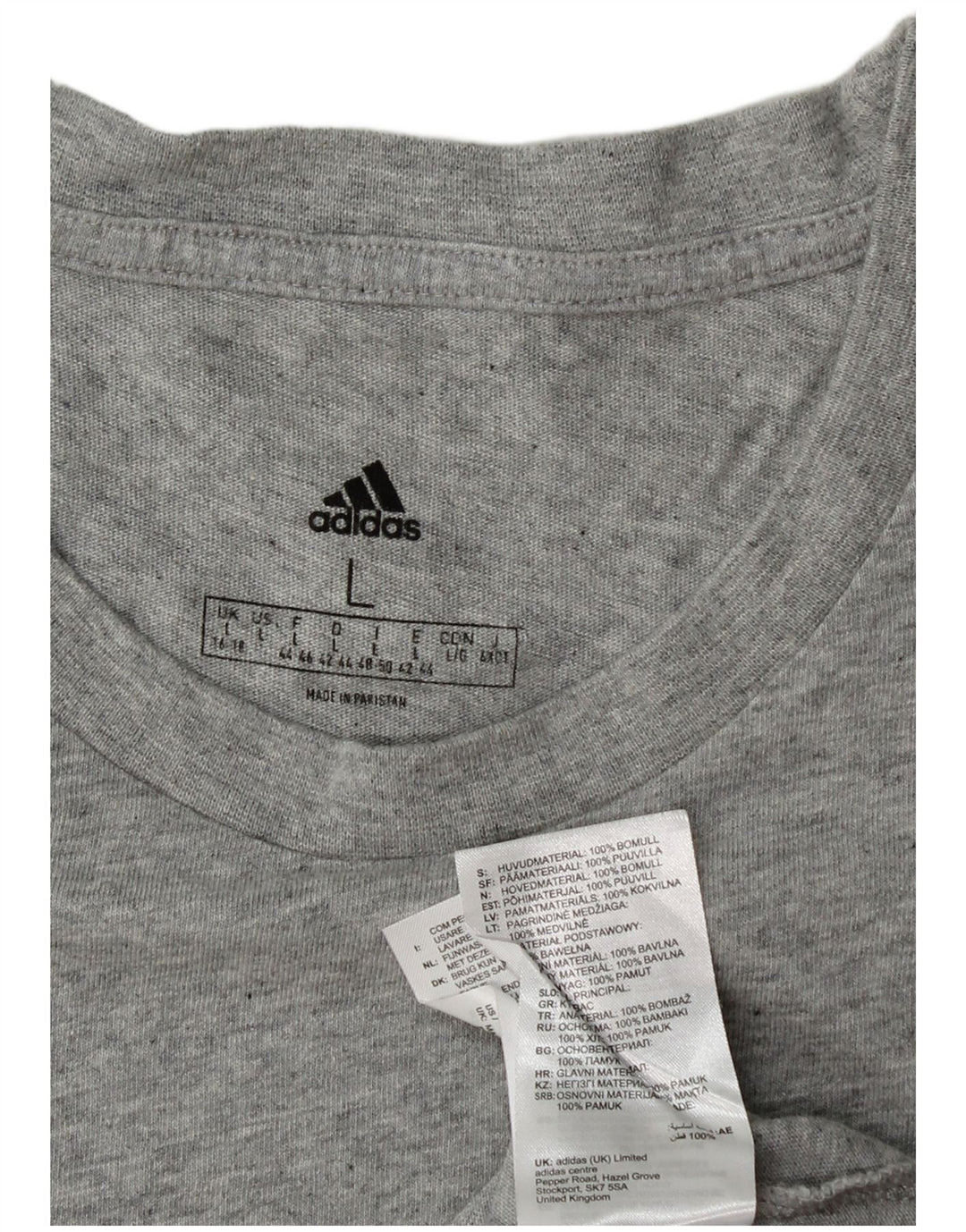 T-shirt ADIDAS da donna Top UK 16/18 grande cotone grigio