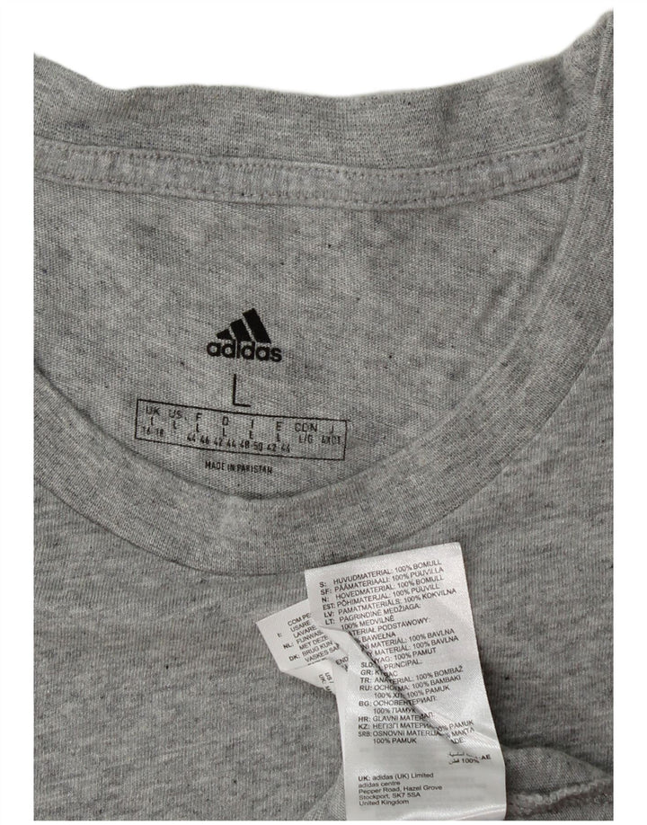 T-shirt ADIDAS da donna Top UK 16/18 grande cotone grigio