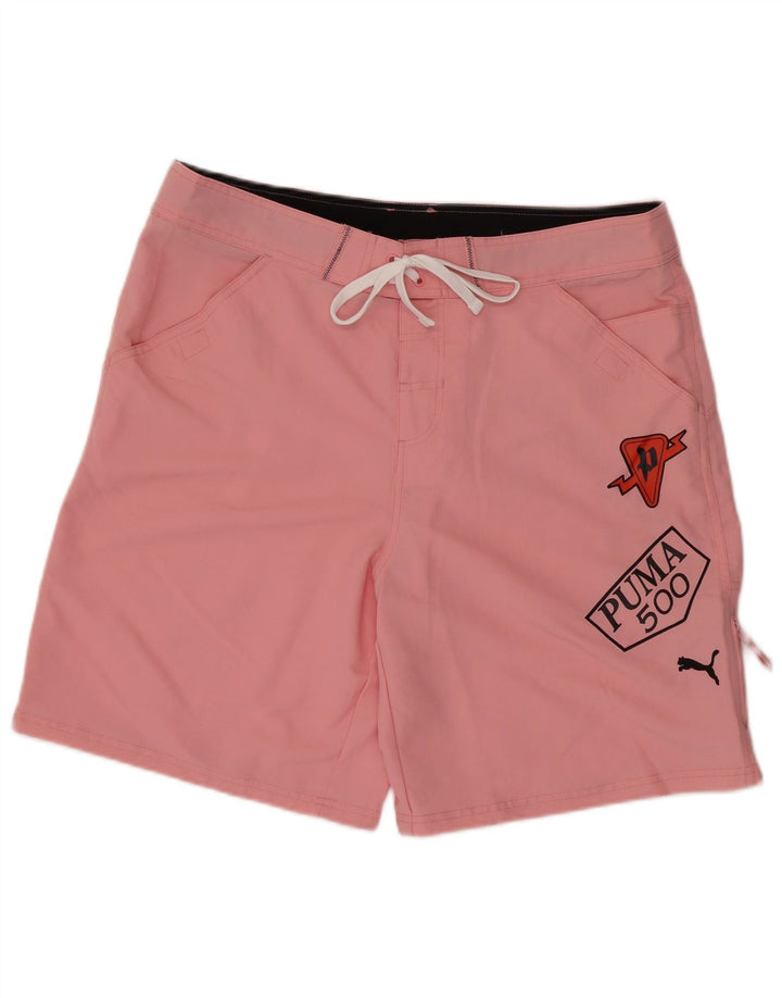 Pantaloncini da bagno grafici da uomo Puma grandi rosa