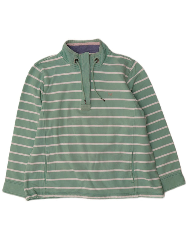 Crew Clothing Felpa da donna con collo con zip Maglione UK 18 XL Verde a righe