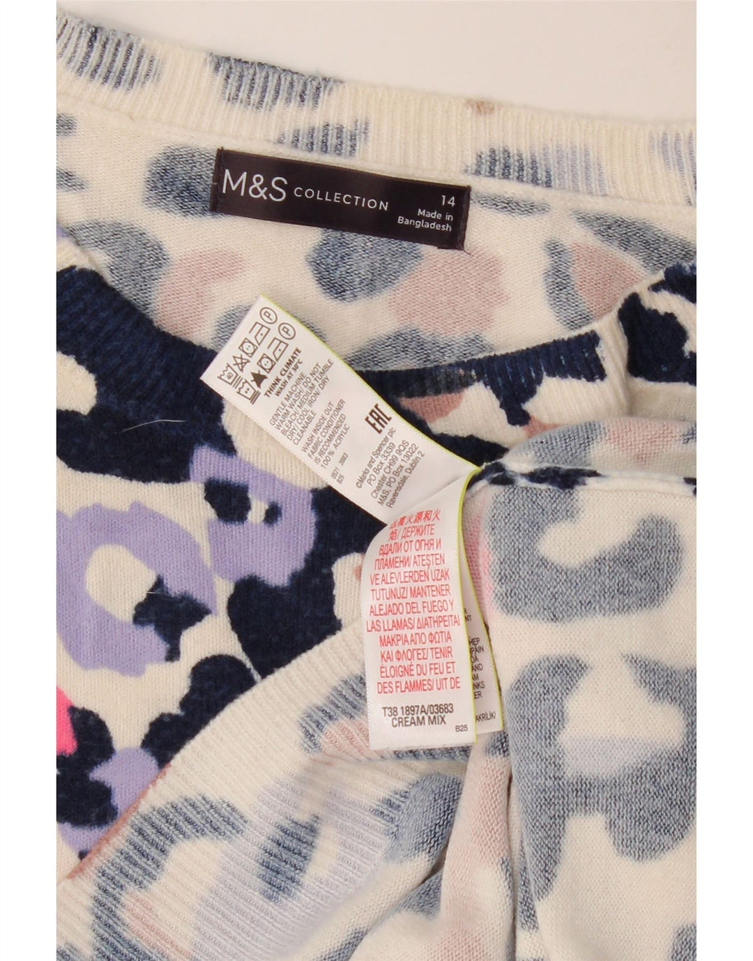 Maglione maglione con scollo a barca da donna Marks & Spencer UK 14 grande bianco sporco
