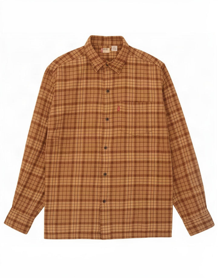 Levi's Camicia da uomo in flanella di cotone scozzese grande marrone
