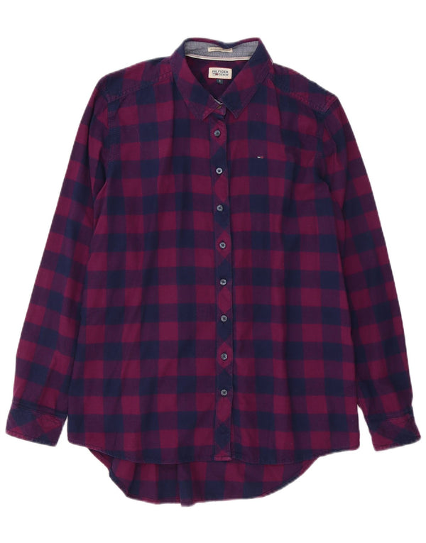 Camicia overshirt da donna Tommy Hilfiger UK 10 piccolo quadretto viola