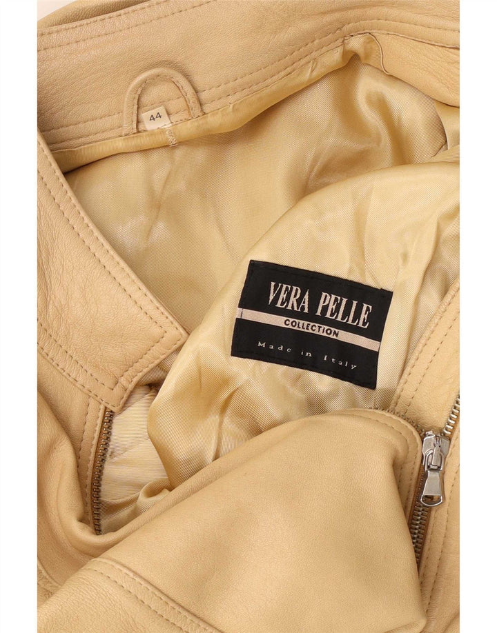 Giacca in pelle corta da donna vintage IT 44 Pelle beige media