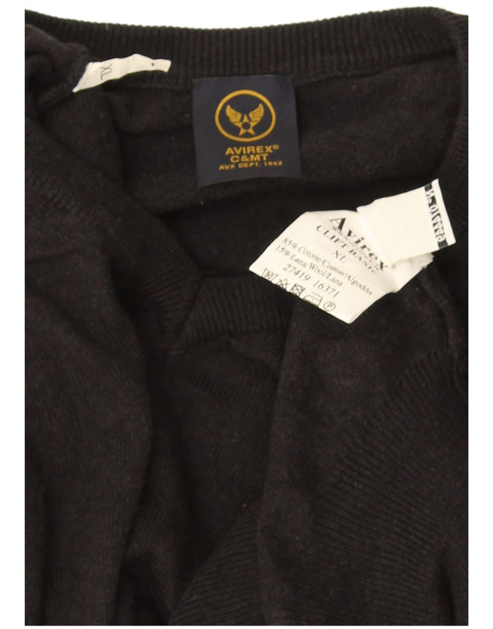 Maglione da uomo con scollo a V Avirex XL in cotone nero