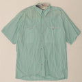 HATICO PERFORMANCE Mens Short Sleeve Shirt Large Green Striped Vintage Hatico Performance and Second-Hand Hatico Performance from Messina Hembry 