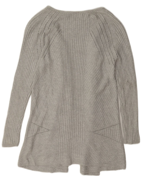 Maglione cardigan aperto lungo da donna Marks & Spencer UK 10 piccolo grigio