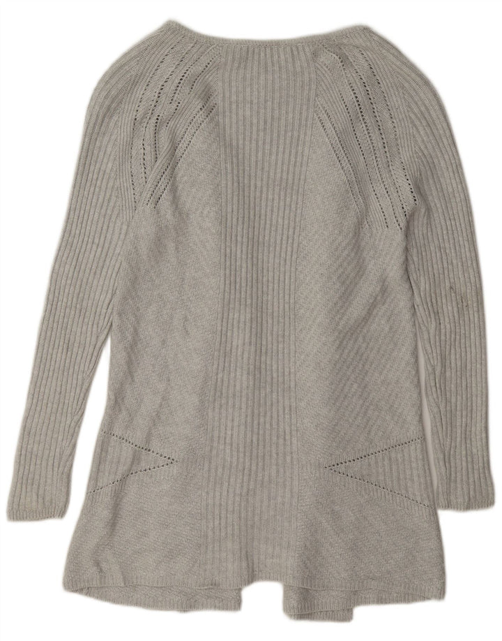 Maglione cardigan aperto lungo da donna Marks & Spencer UK 10 piccolo grigio