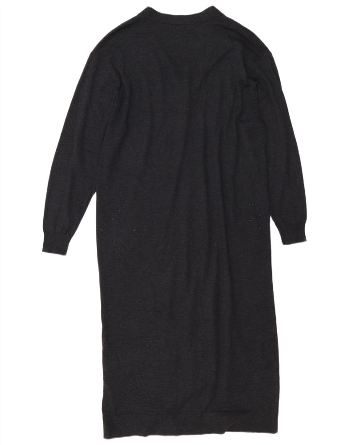 Maglione cardigan oversize a linea lunga da donna Zara UK 10 piccolo poliestere grigio