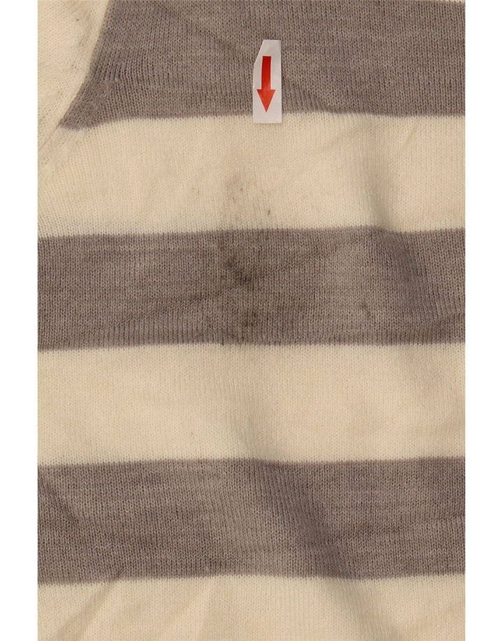 Maglione maglione girocollo da donna Marks & Spencer UK 10 piccolo a righe beige