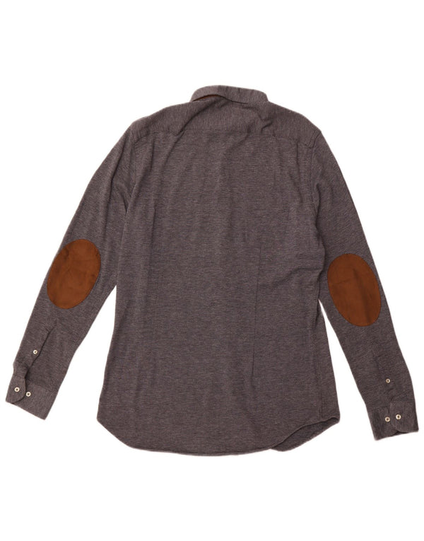 Camicia ZARA da uomo slim fit grande blu navy maculata