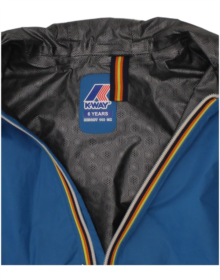 K-WAY Boys Hooded Rain Jacket 5-6 Years Blue Polyamide