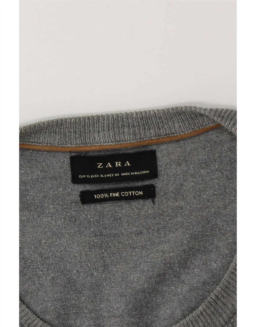 Maglione ZARA da uomo girocollo XL in cotone grigio