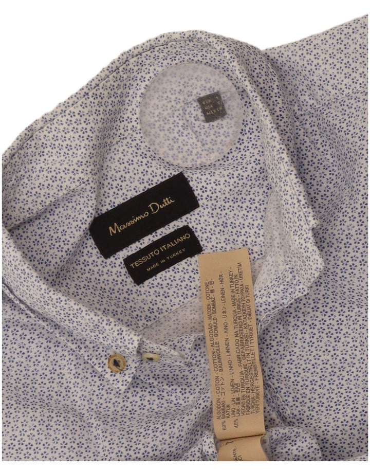 Camicia Uomo Massimo Dutti Piccola Cotone Floreale Blu
