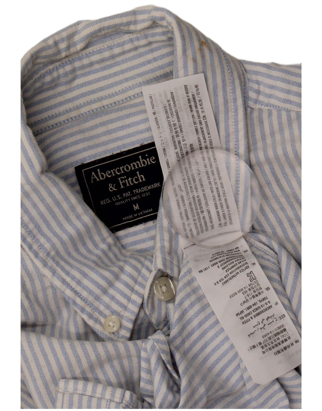 Camicia da uomo Abercrombie & Fitch in cotone a righe blu medio
