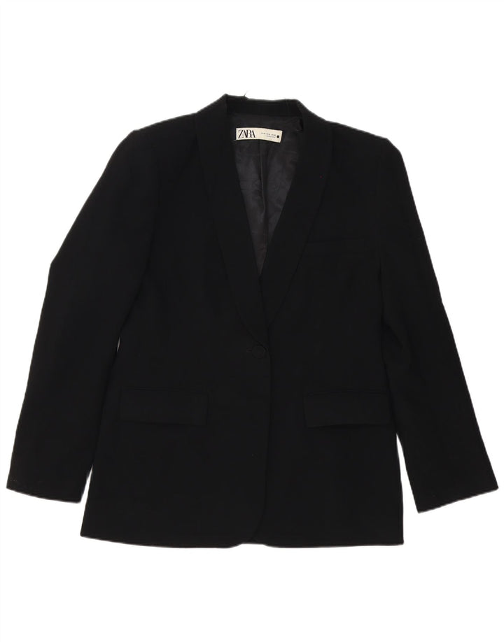 Giacca blazer a 1 bottone da donna Zara UK 12 poliestere nero medio