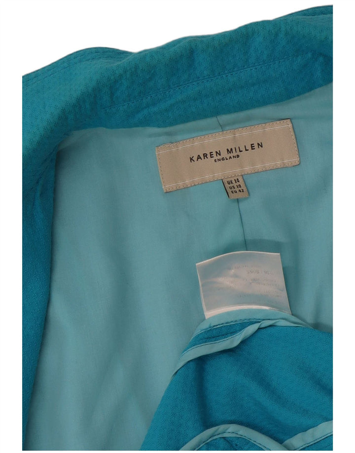 Giacca blazer a 2 bottoni da donna Karen Millen UK 14 cotone blu medio