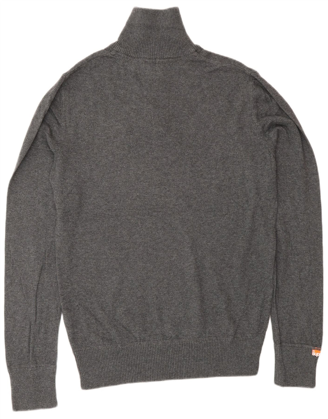 Maglione da uomo con zip e collo Superdry in cotone grigio medio
