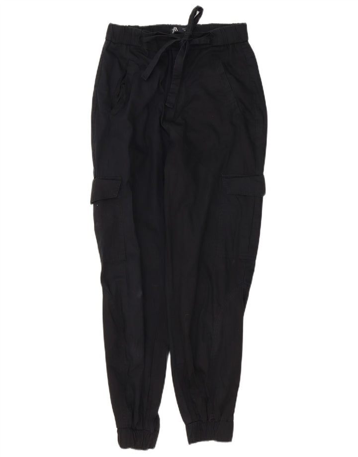 Pantaloni cargo da jogging da donna Zara piccoli W26 L27 cotone nero