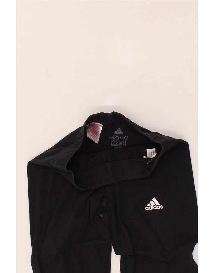ADIDAS Girls Graphic Leggings 11-12 Years  Black Vintage Adidas and Second-Hand Adidas from Messina Hembry 