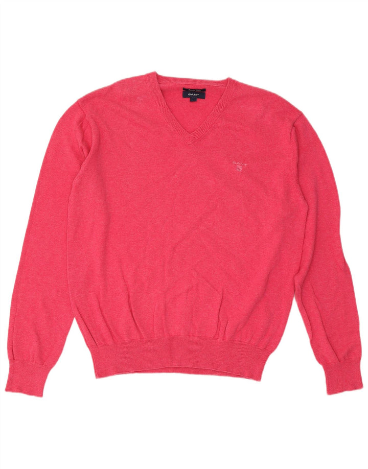 Gant Maglione da uomo con scollo a V grande in cotone rosa