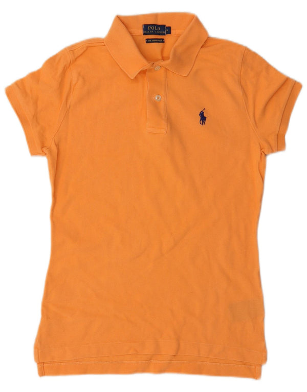 Polo Ralph Lauren Donna The Skinny Camicia UK 10 Piccolo Cotone Arancione