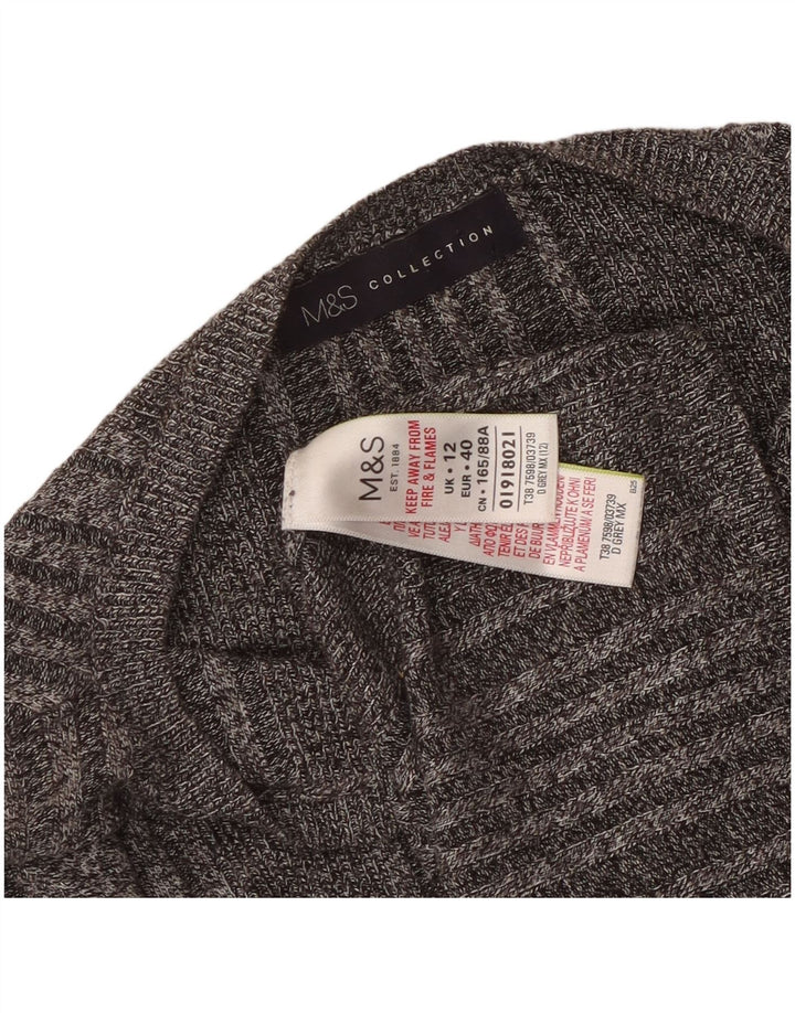 Maglione maglione con scollo a barca da donna Marks & Spencer UK 12 Grigio medio chiazzato