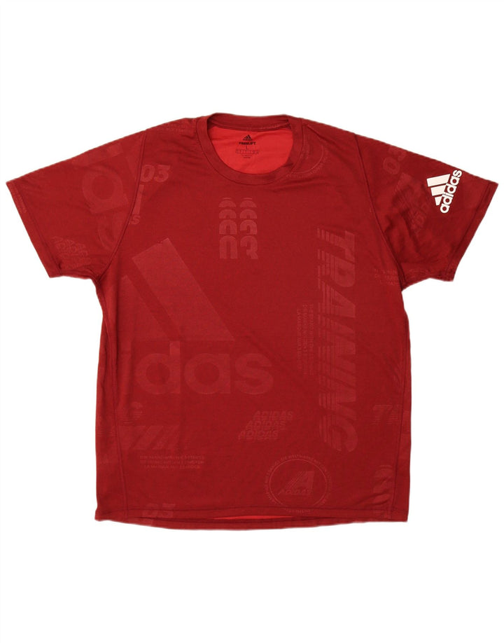 T-shirt grafica ADIDAS da uomo Climalite, grande, bordeaux
