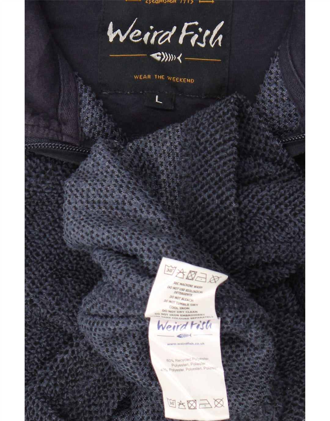 WEIRD FISH Felpa da uomo con zip sul collo Maglione grande poliestere blu navy