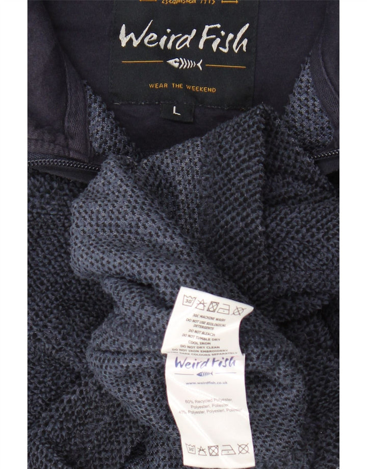 WEIRD FISH Felpa da uomo con zip sul collo Maglione grande poliestere blu navy