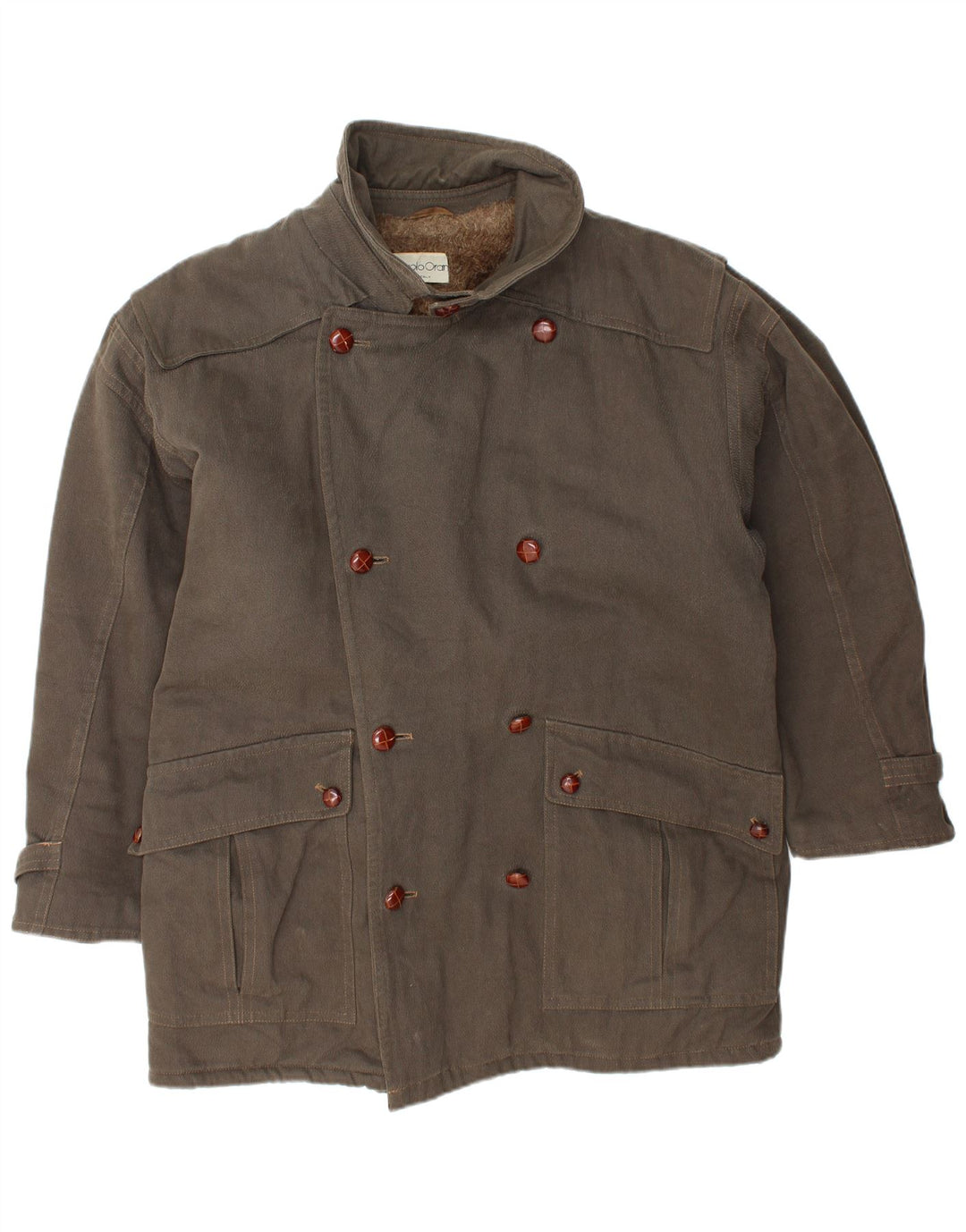 Giacca Sherpa da uomo VINTAGE UK 40 grande cotone marrone