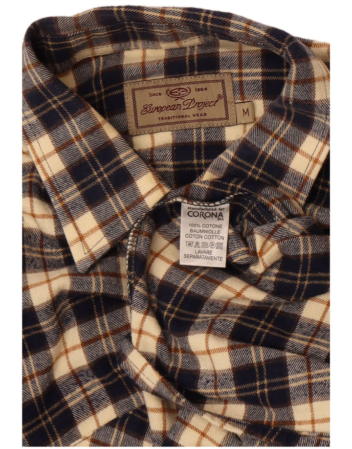Camicia da uomo in flanella del progetto europeo Cotone medio a quadri blu navy