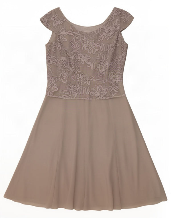 Abito a trapezio da donna Jaques Vert UK 14 Grande nylon floreale grigio