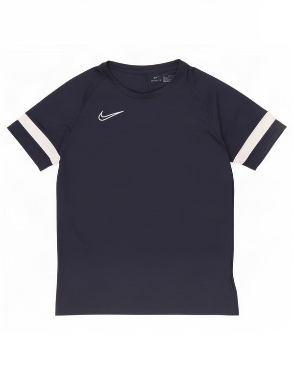 Nike Boys Dri Fit T-Shirt Top 13-14 Years XL Navy Blue Colourblock