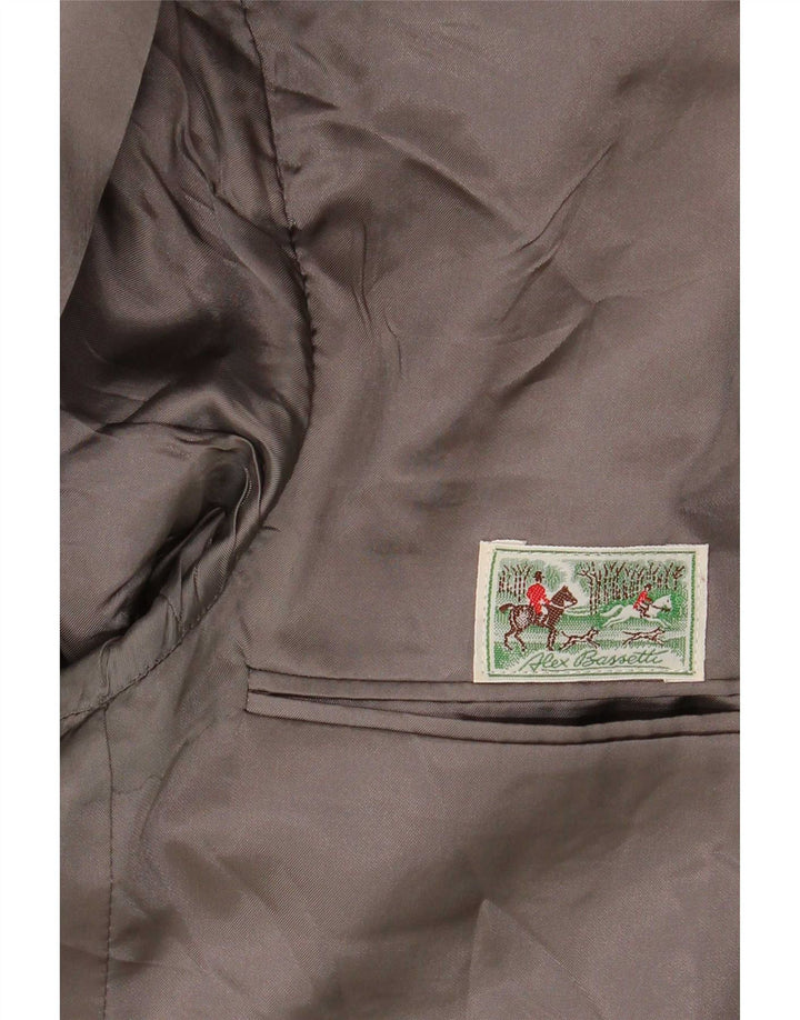 Giacca blazer vintage da uomo a 2 bottoni UK 38 pied de poule grigio medio