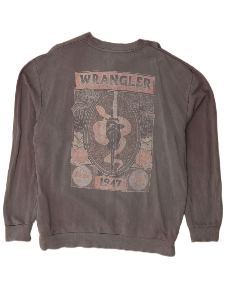 Felpa grafica da uomo Wrangler Maglione grande cotone grigio