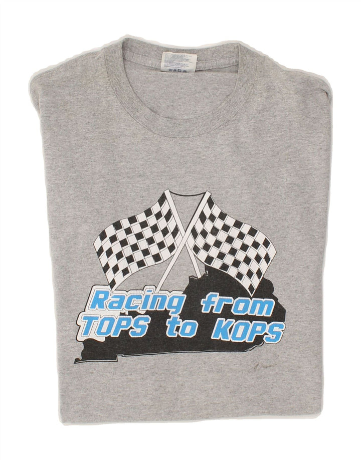 VINTAGE Mens Graphic T-Shirt Top Medium Grey Cotton Vintage Vintage and Second-Hand Vintage from Messina Hembry 