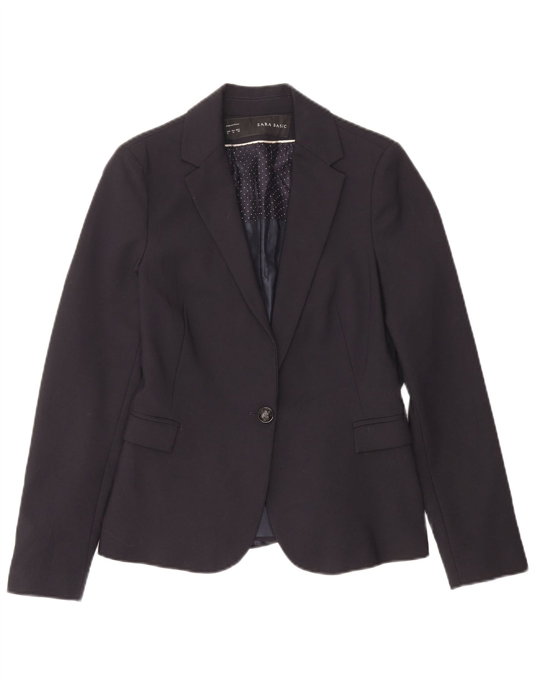 Giacca blazer da donna a 1 bottone Zara UK 12 acetato medio blu navy