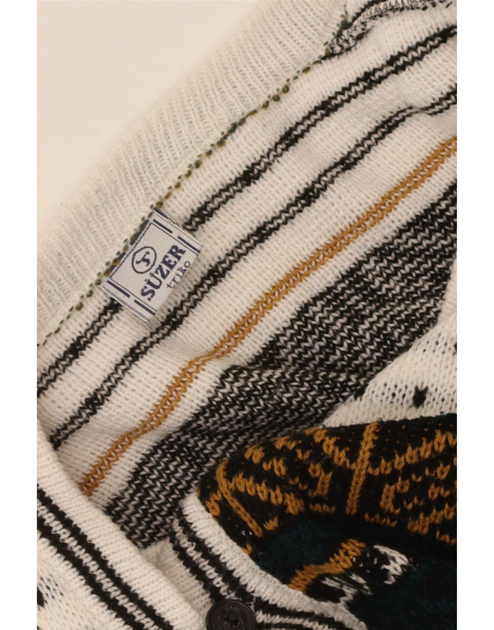 Maglione cardigan da uomo vintage grande Fair Isle multicolore