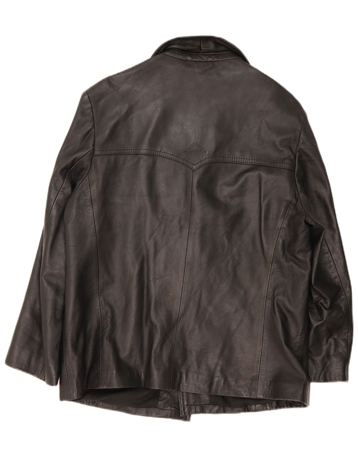 Giacca in pelle vintage da uomo UK 38 media nera