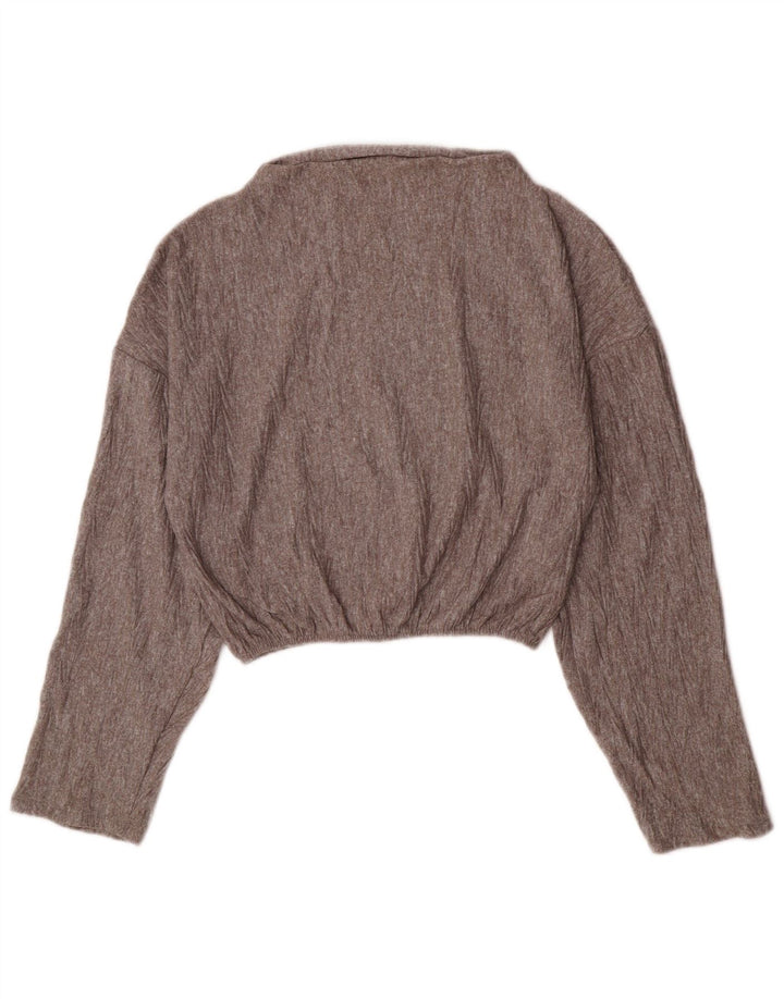 Maglione corto con scollo a barca da donna Zara UK 10 piccolo poliestere grigio