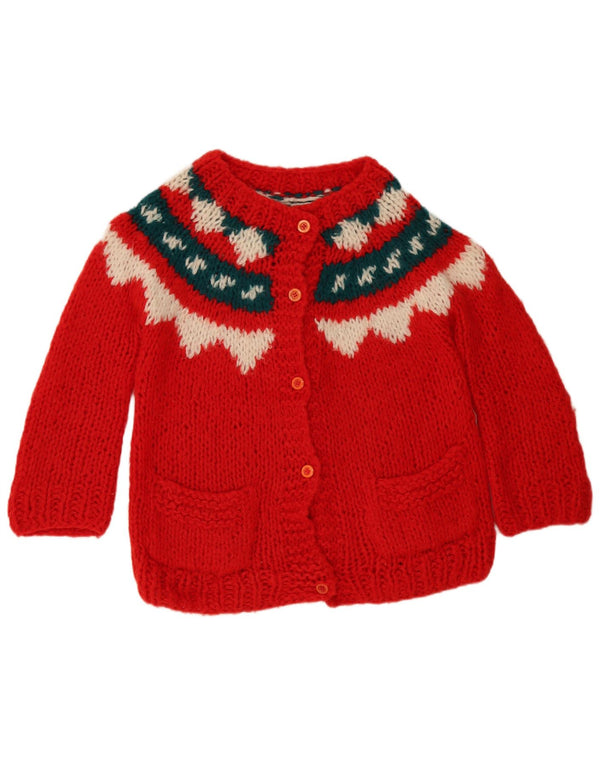 Maglione cardigan vintage per ragazze 13-14 anni Rosso Fair Isle