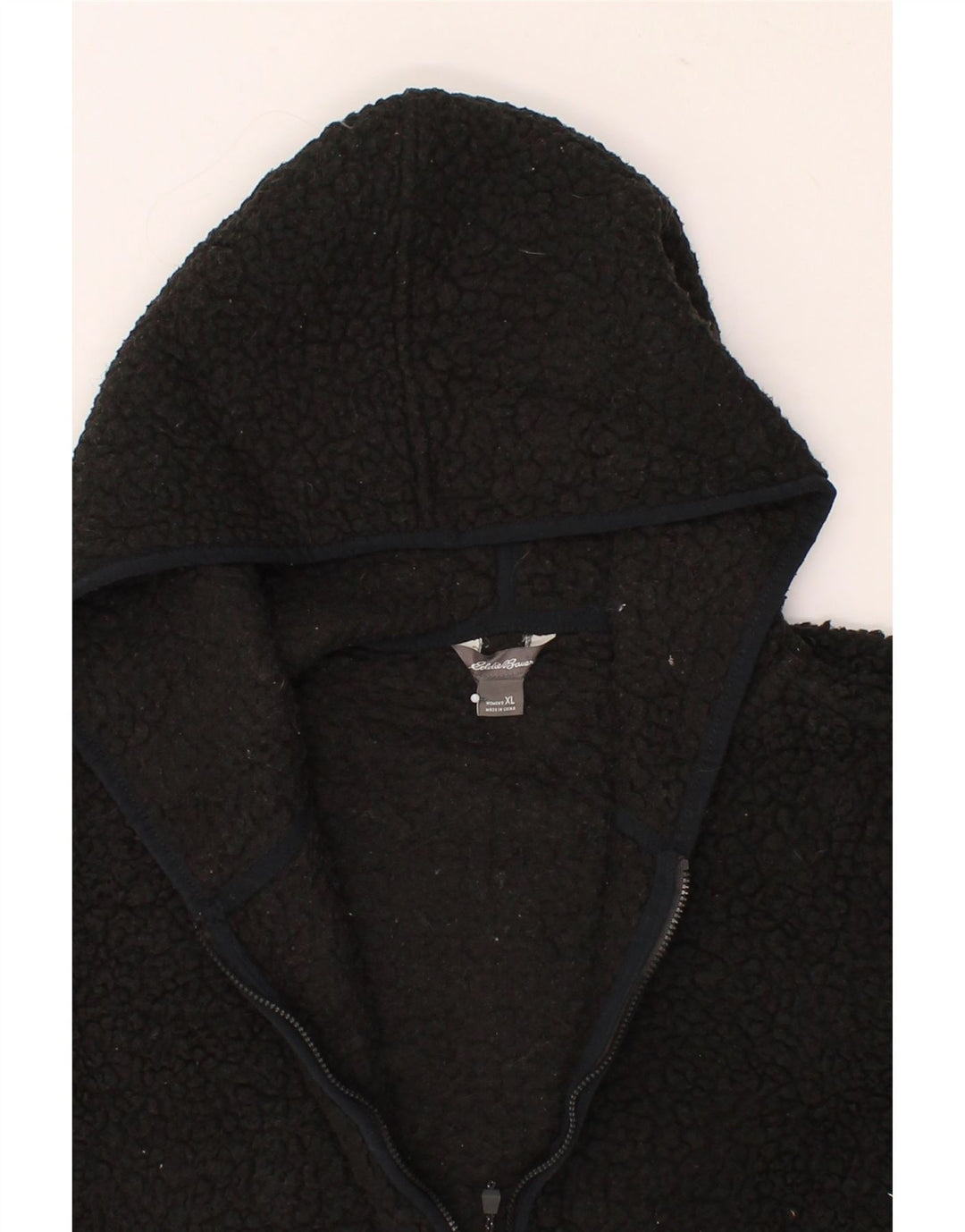 EDDIE BAUER Womens Oversized Hooded Fleece Jumper UK 18 XL Black Polyester Vintage Eddie Bauer and Second-Hand Eddie Bauer from Messina Hembry 