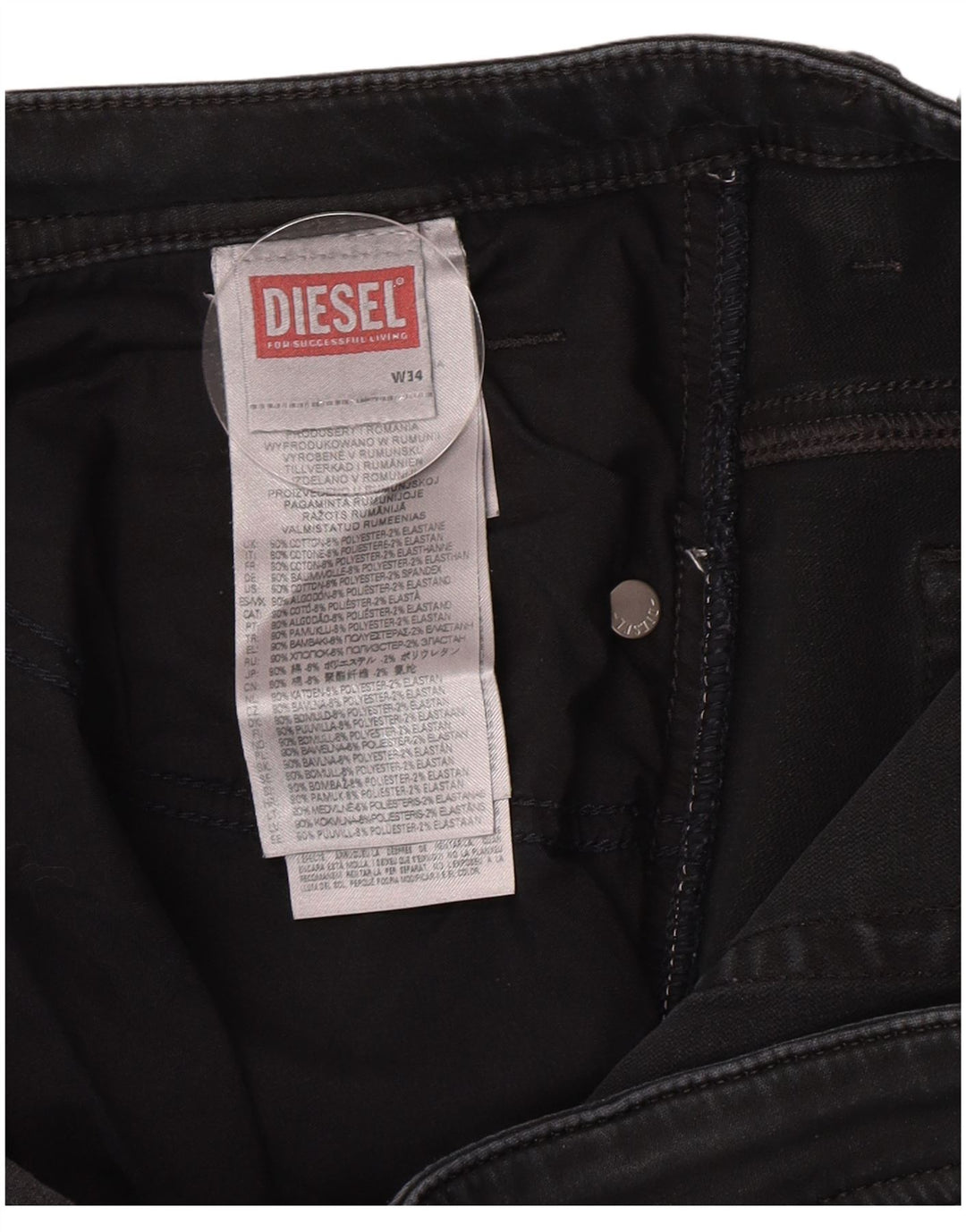 Jeans slim da uomo Diesel W34 L32 cotone grigio