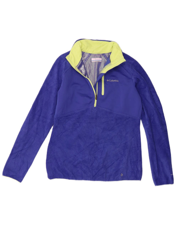 Maglione in pile Columbia Omni-Heat con collo e zip da donna UK 10 piccolo poliestere blu