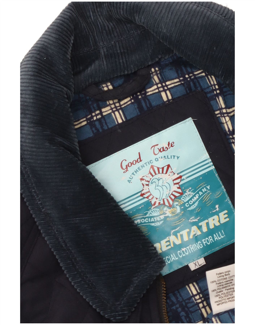 Giacca trapuntata vintage da uomo UK 42 XL poliestere blu navy
